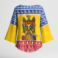 Moldova Christmas Kimono Sleeve Blouse Coat Of Arms Craciun fericit - Wonder Print Shop