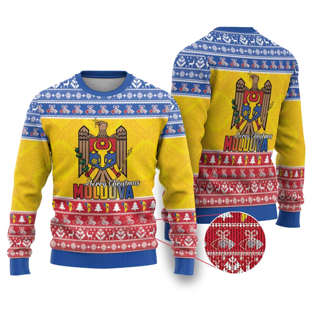 Moldova Christmas Ugly Christmas Sweater Coat Of Arms Craciun fericit - Wonder Print Shop