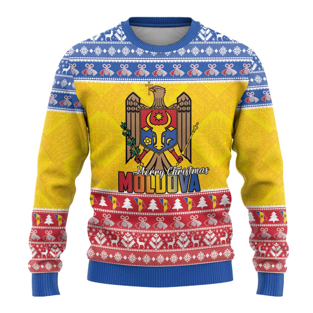 Moldova Christmas Ugly Christmas Sweater Coat Of Arms Craciun fericit - Wonder Print Shop