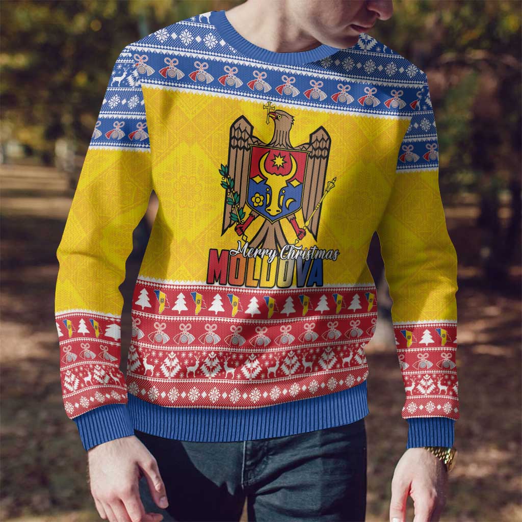 Moldova Christmas Ugly Christmas Sweater Coat Of Arms Craciun fericit - Wonder Print Shop