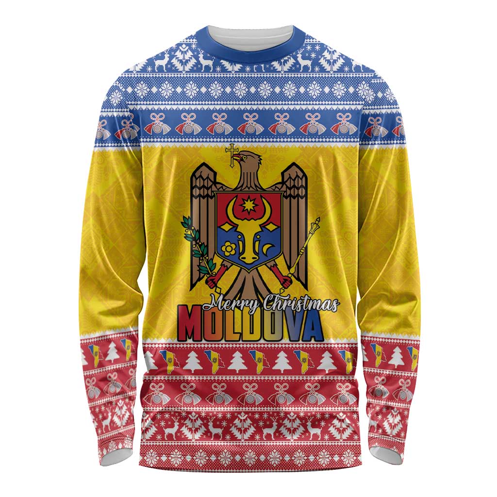 Moldova Christmas Long Sleeve Shirt Coat Of Arms Craciun fericit - Wonder Print Shop