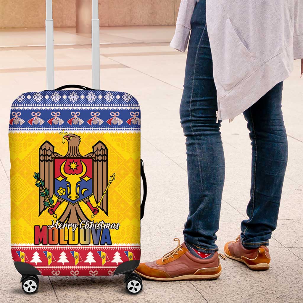 Moldova Christmas Luggage Cover Coat Of Arms Craciun fericit - Wonder Print Shop