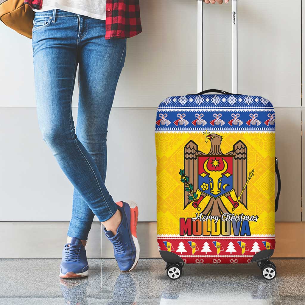 Moldova Christmas Luggage Cover Coat Of Arms Craciun fericit - Wonder Print Shop