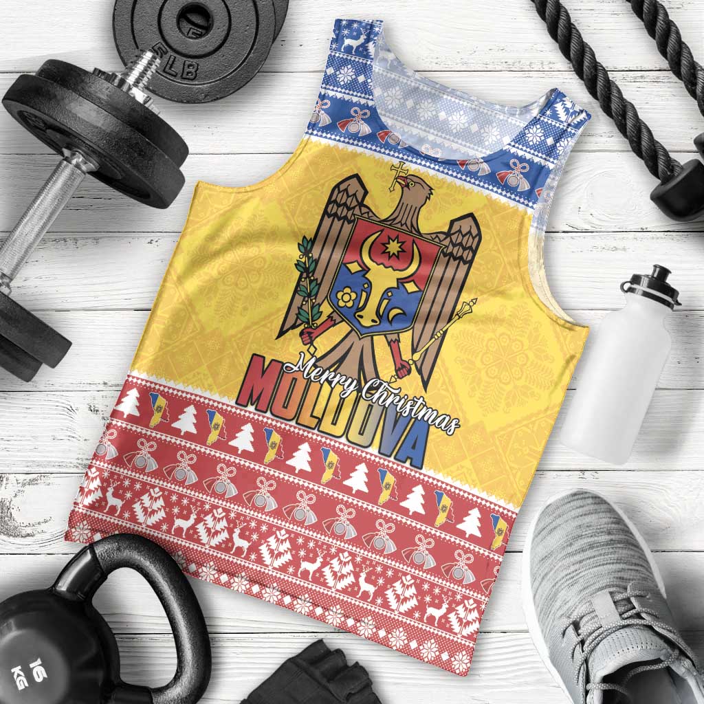 Moldova Christmas Men Tank Top Coat Of Arms Craciun fericit - Wonder Print Shop