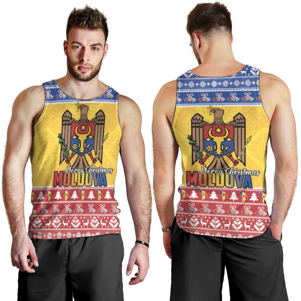 Moldova Christmas Men Tank Top Coat Of Arms Craciun fericit - Wonder Print Shop