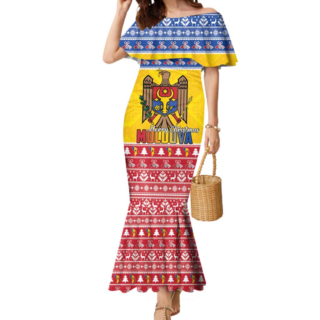 Moldova Christmas Mermaid Dress Coat Of Arms Craciun fericit - Wonder Print Shop