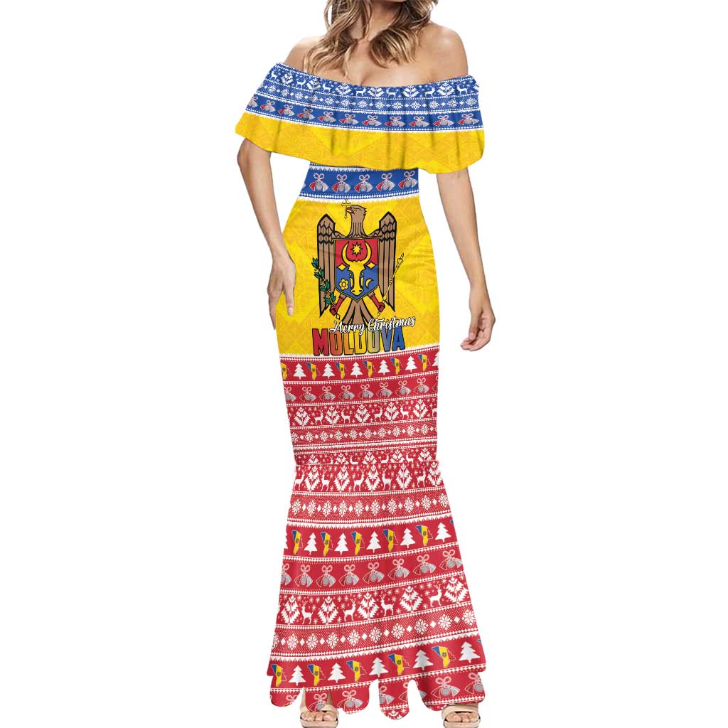 Moldova Christmas Mermaid Dress Coat Of Arms Craciun fericit - Wonder Print Shop