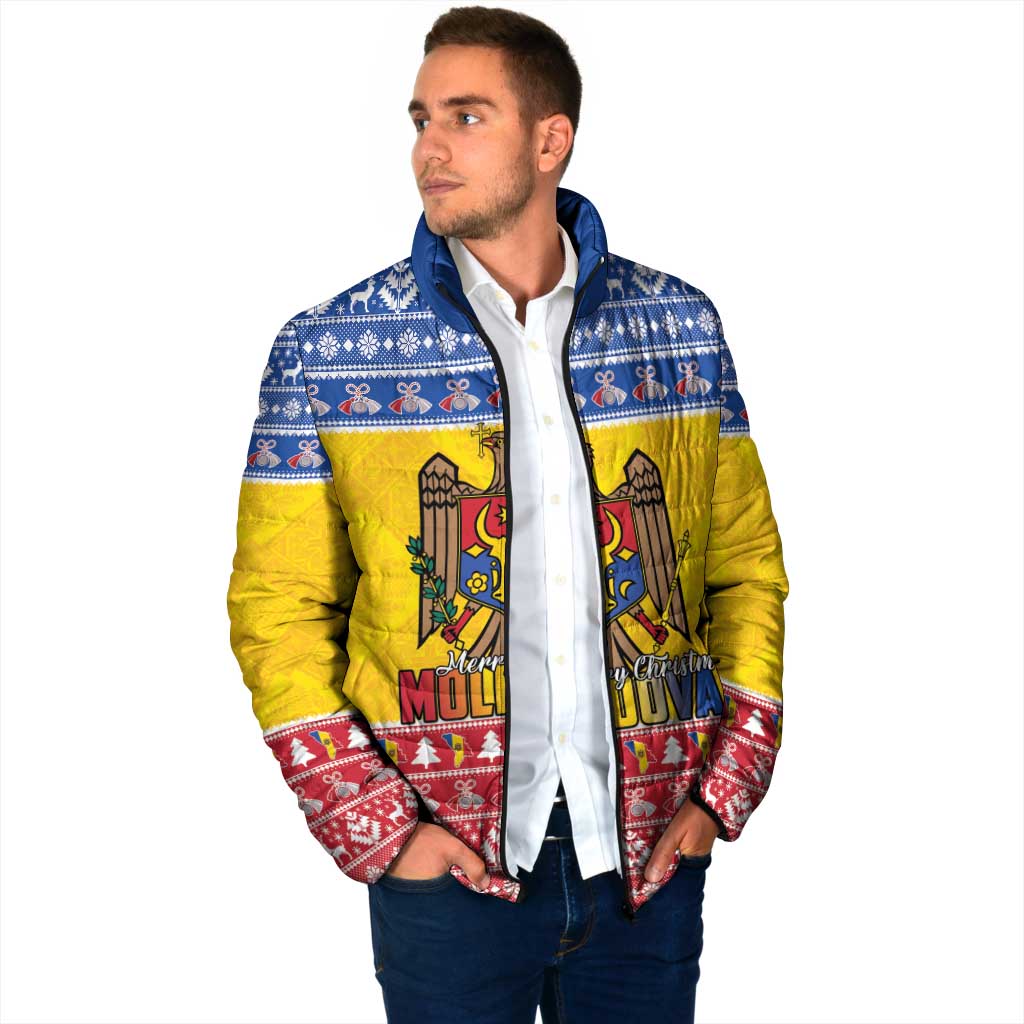 Moldova Christmas Padded Jacket Coat Of Arms Craciun fericit - Wonder Print Shop