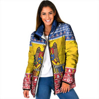 Moldova Christmas Padded Jacket Coat Of Arms Craciun fericit - Wonder Print Shop