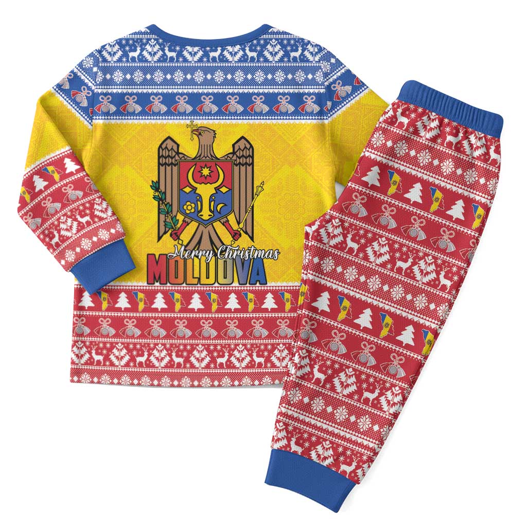 Moldova Christmas Pajama Set Coat Of Arms Craciun fericit - Wonder Print Shop