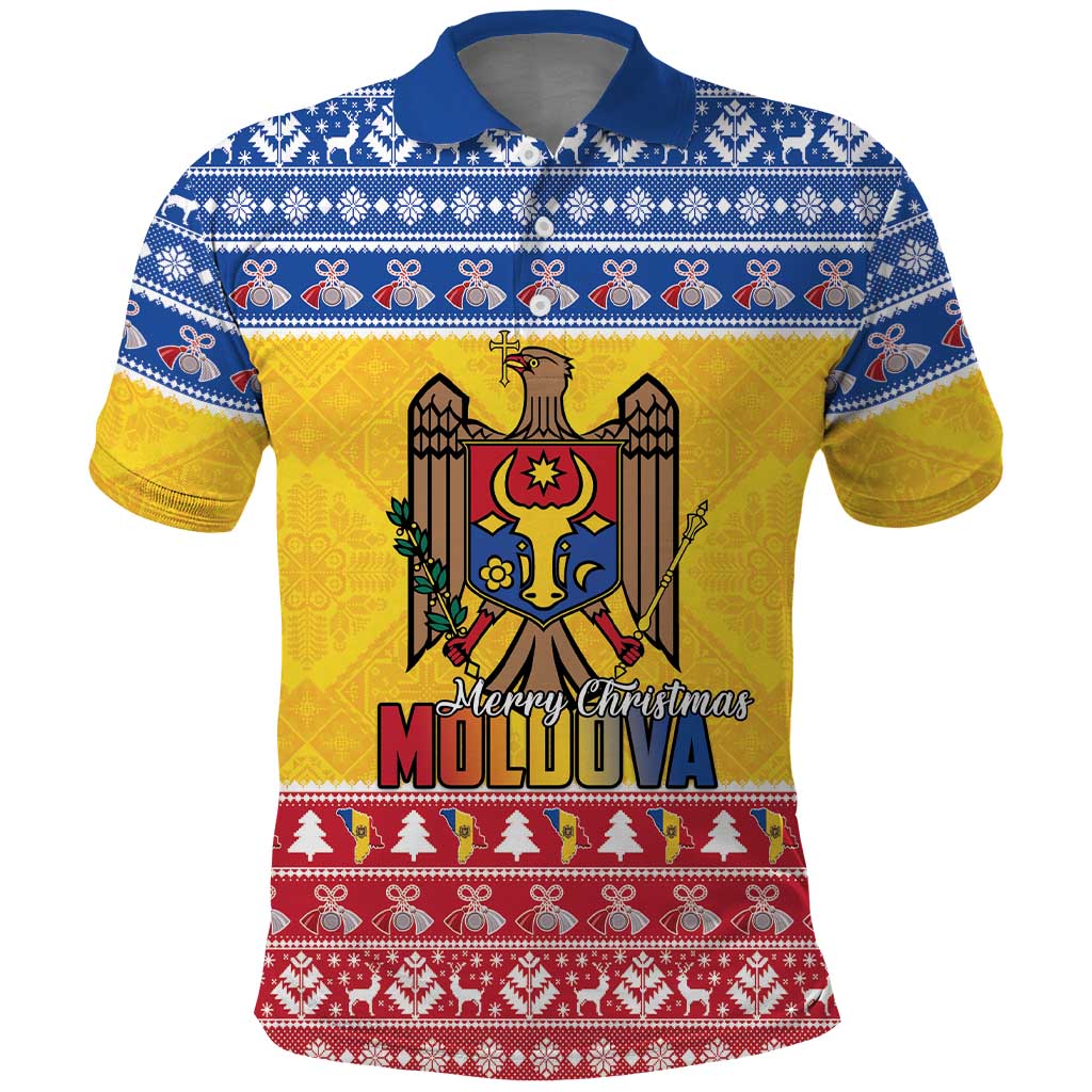 Moldova Christmas Polo Shirt Coat Of Arms Craciun fericit - Wonder Print Shop