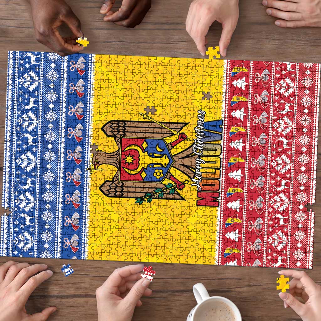 Moldova Christmas Puzzle Coat Of Arms Craciun fericit - Wonder Print Shop