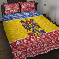 Moldova Christmas Quilt Bed Set Coat Of Arms Craciun fericit - Wonder Print Shop