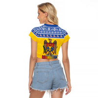 Moldova Christmas Raglan Cropped T Shirt Coat Of Arms Craciun fericit - Wonder Print Shop
