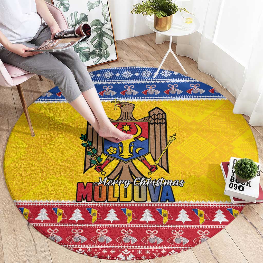 Moldova Christmas Round Carpet Coat Of Arms Craciun fericit - Wonder Print Shop