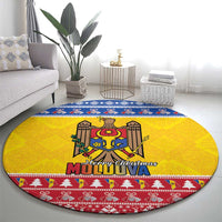 Moldova Christmas Round Carpet Coat Of Arms Craciun fericit - Wonder Print Shop