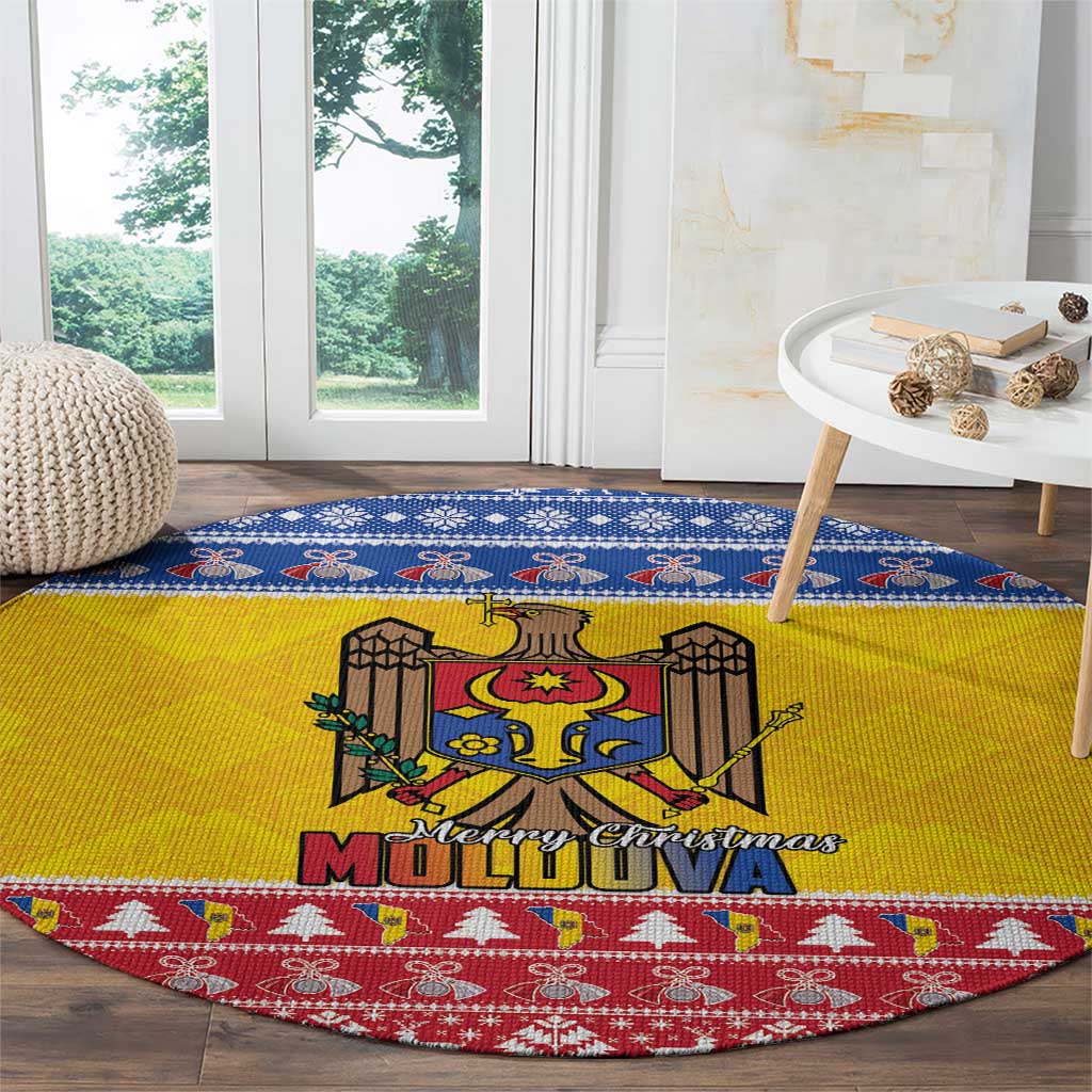 Moldova Christmas Round Carpet Coat Of Arms Craciun fericit - Wonder Print Shop