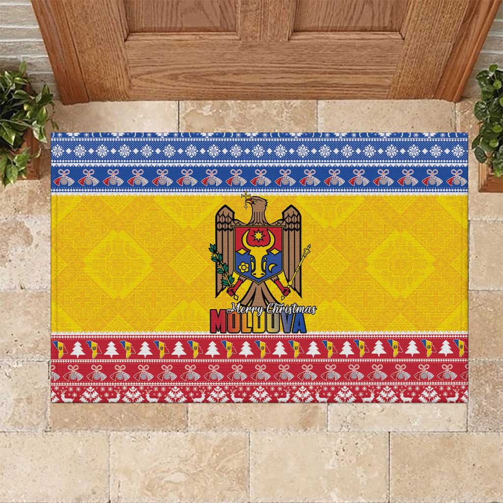 Moldova Christmas Rubber Doormat Coat Of Arms Craciun fericit - Wonder Print Shop