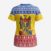 Moldova Christmas Scrub Top Coat Of Arms Craciun fericit - Wonder Print Shop