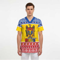 Moldova Christmas Scrub Top Coat Of Arms Craciun fericit - Wonder Print Shop