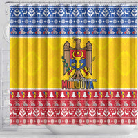 Moldova Christmas Shower Curtain Coat Of Arms Craciun fericit - Wonder Print Shop