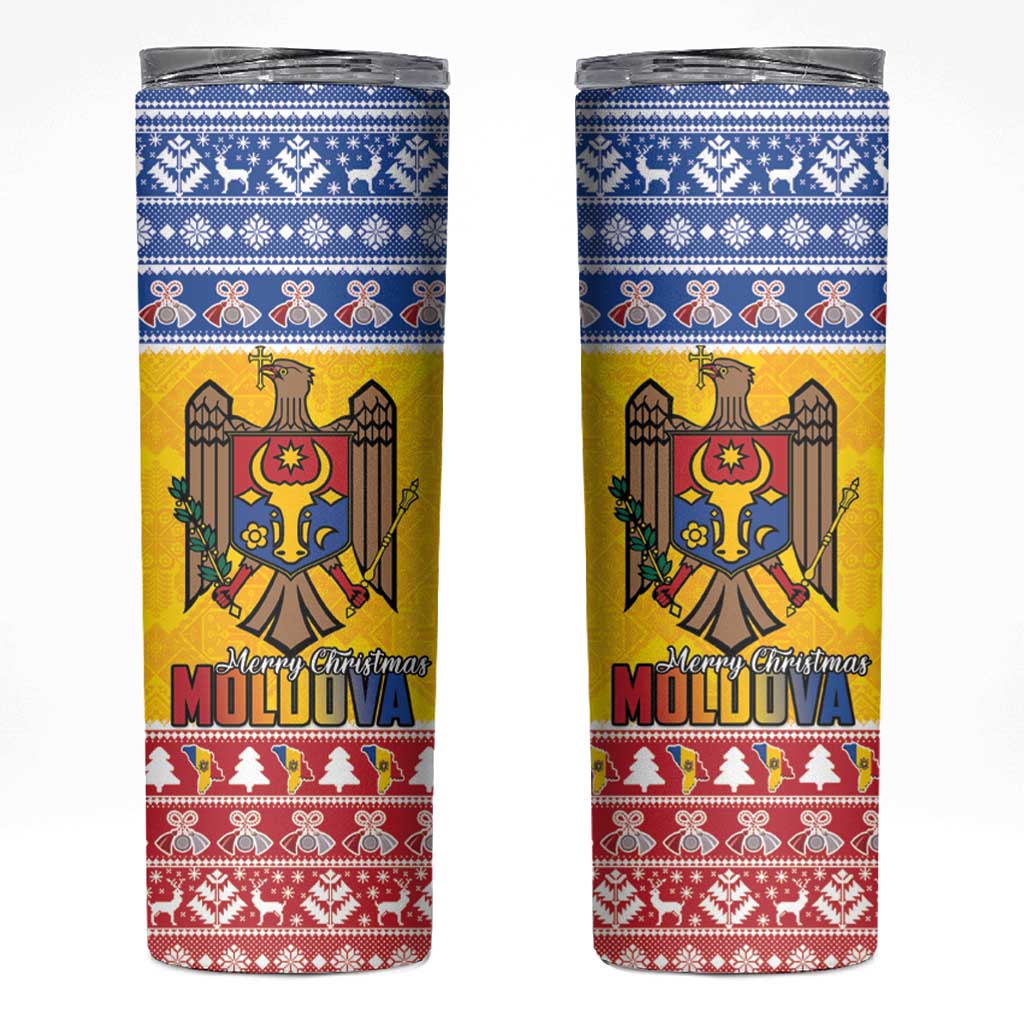 Moldova Christmas Skinny Tumbler Coat Of Arms Craciun fericit - Wonder Print Shop