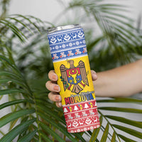 Moldova Christmas Skinny Tumbler Coat Of Arms Craciun fericit - Wonder Print Shop