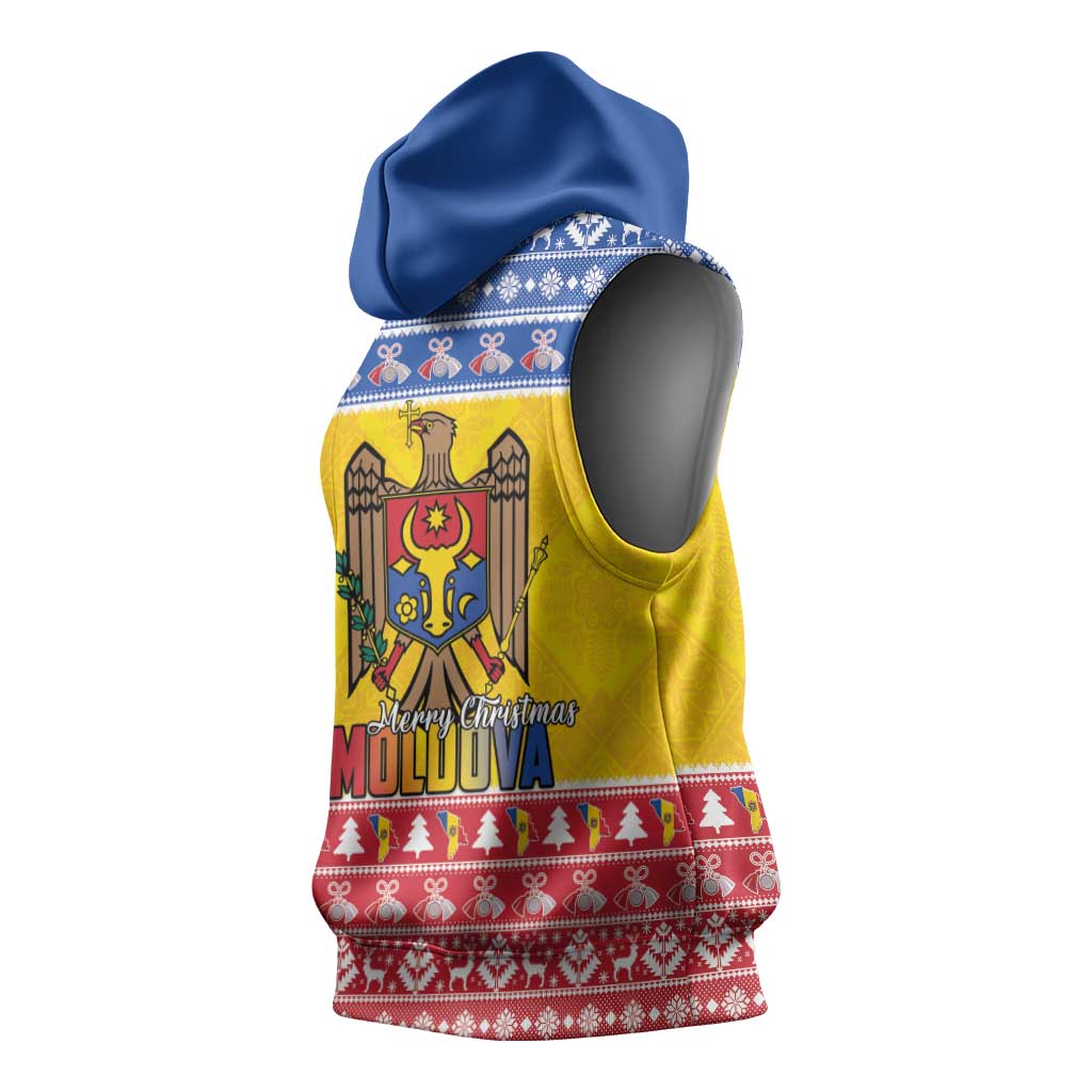 Moldova Christmas Sleeveless Hoodie Coat Of Arms Craciun fericit - Wonder Print Shop