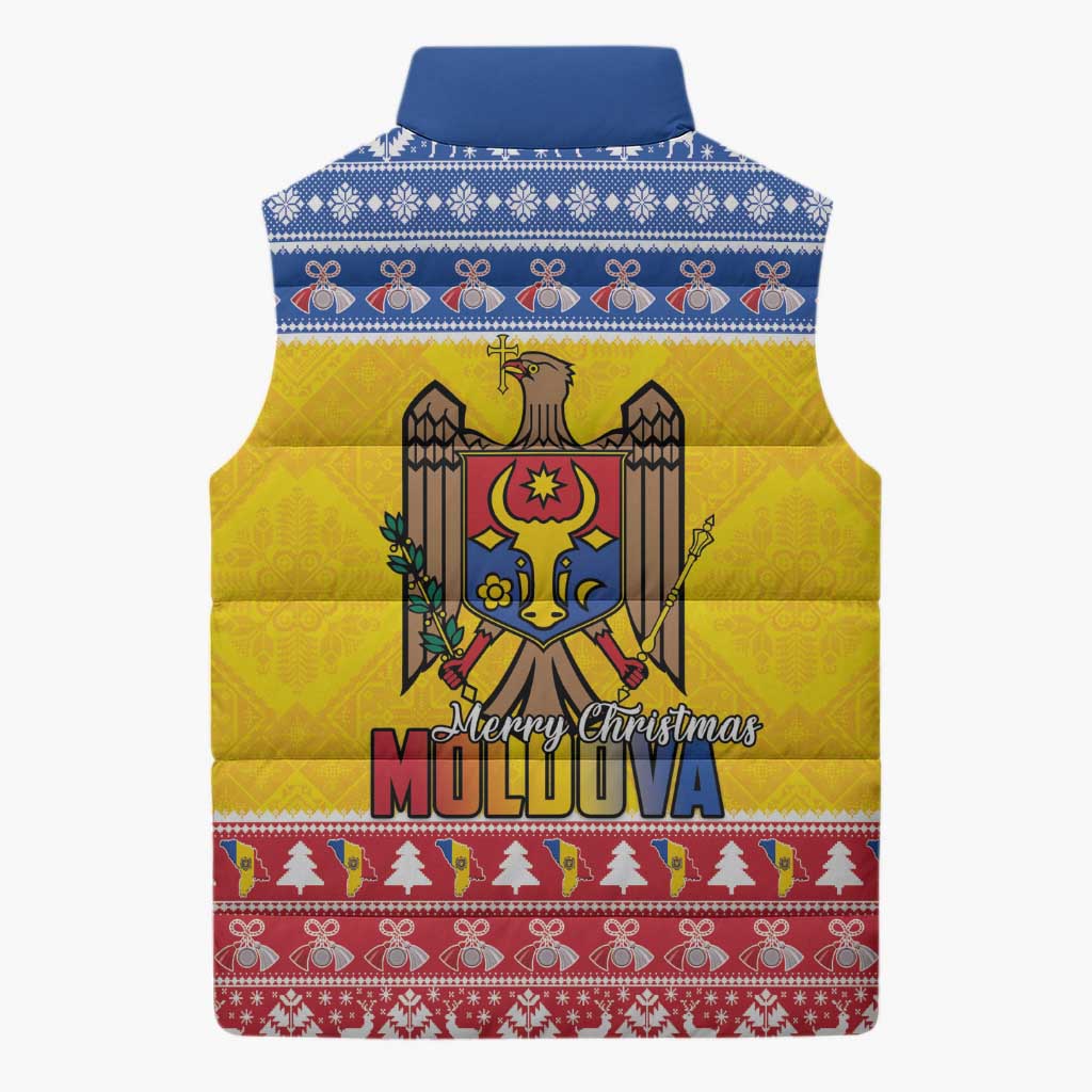 Moldova Christmas Sleeveless Puffer Jacket Coat Of Arms Craciun fericit - Wonder Print Shop