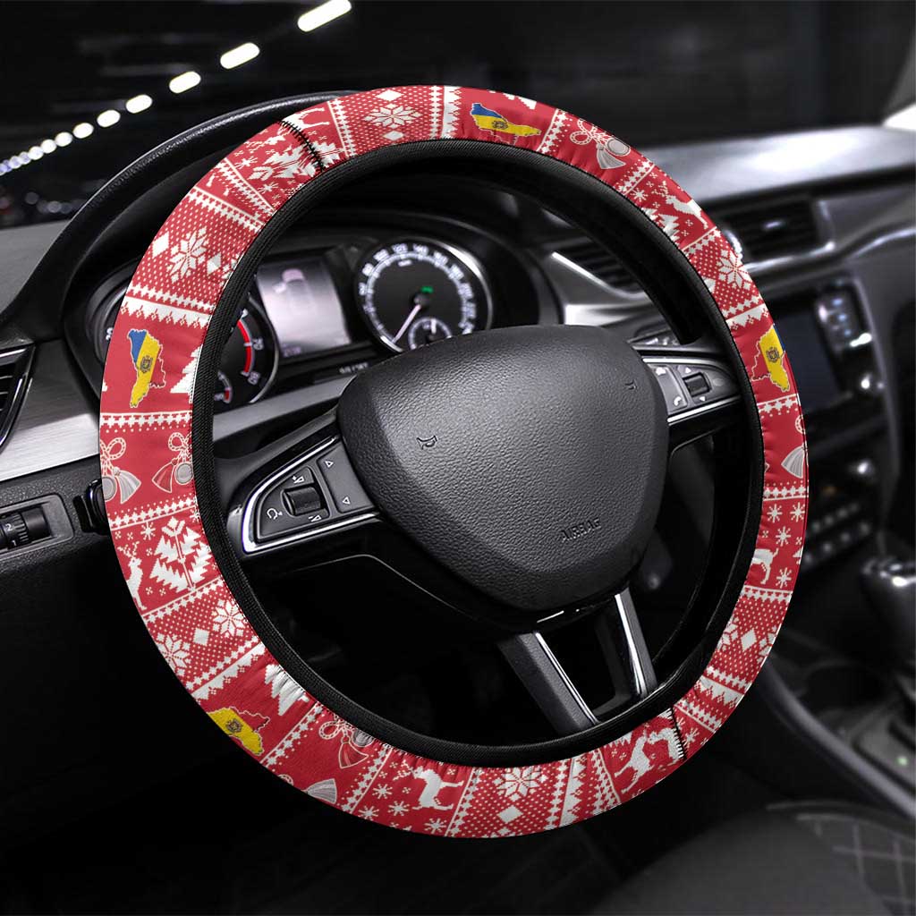 Moldova Christmas Steering Wheel Cover Coat Of Arms Craciun fericit - Wonder Print Shop