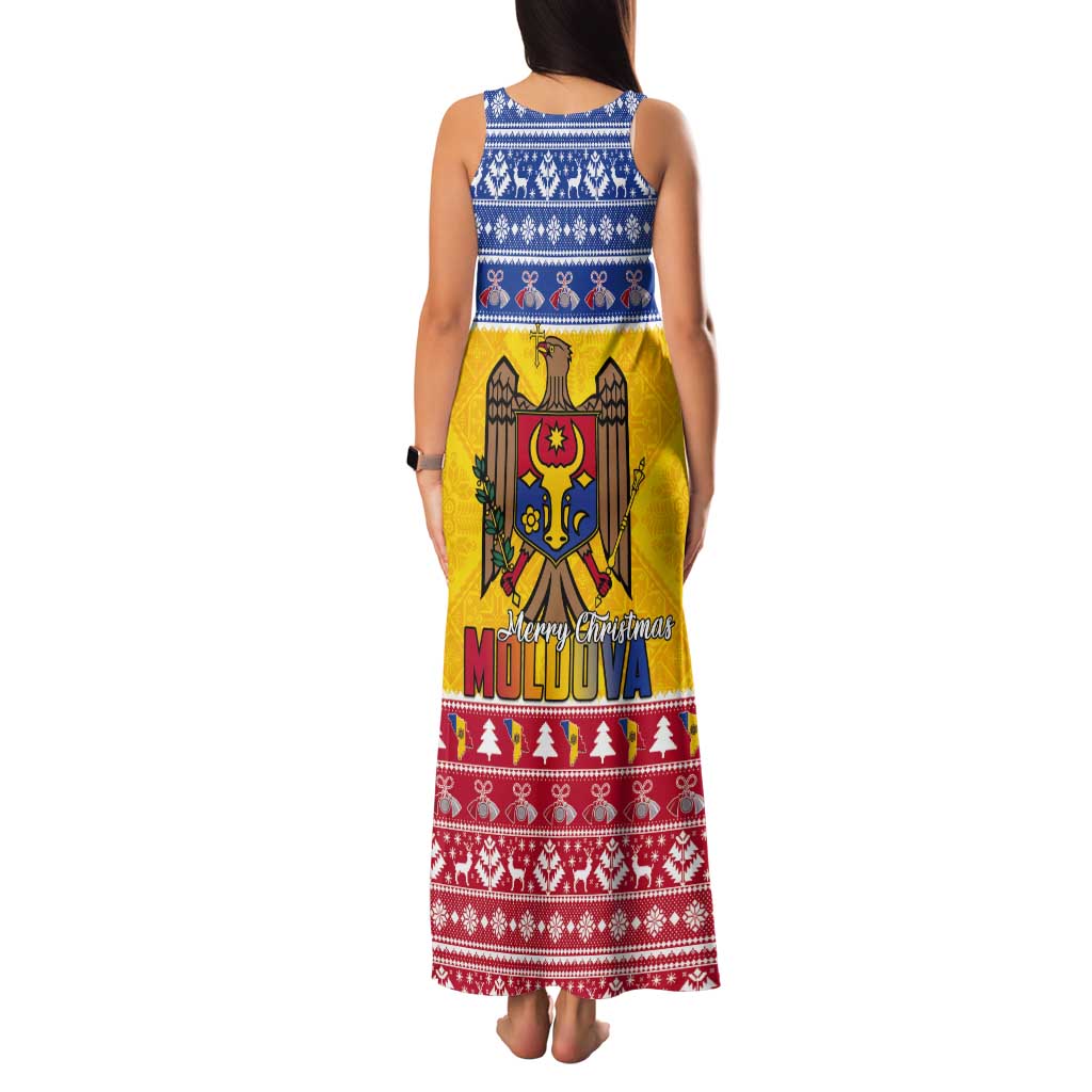 Moldova Christmas Tank Maxi Dress Coat Of Arms Craciun fericit - Wonder Print Shop