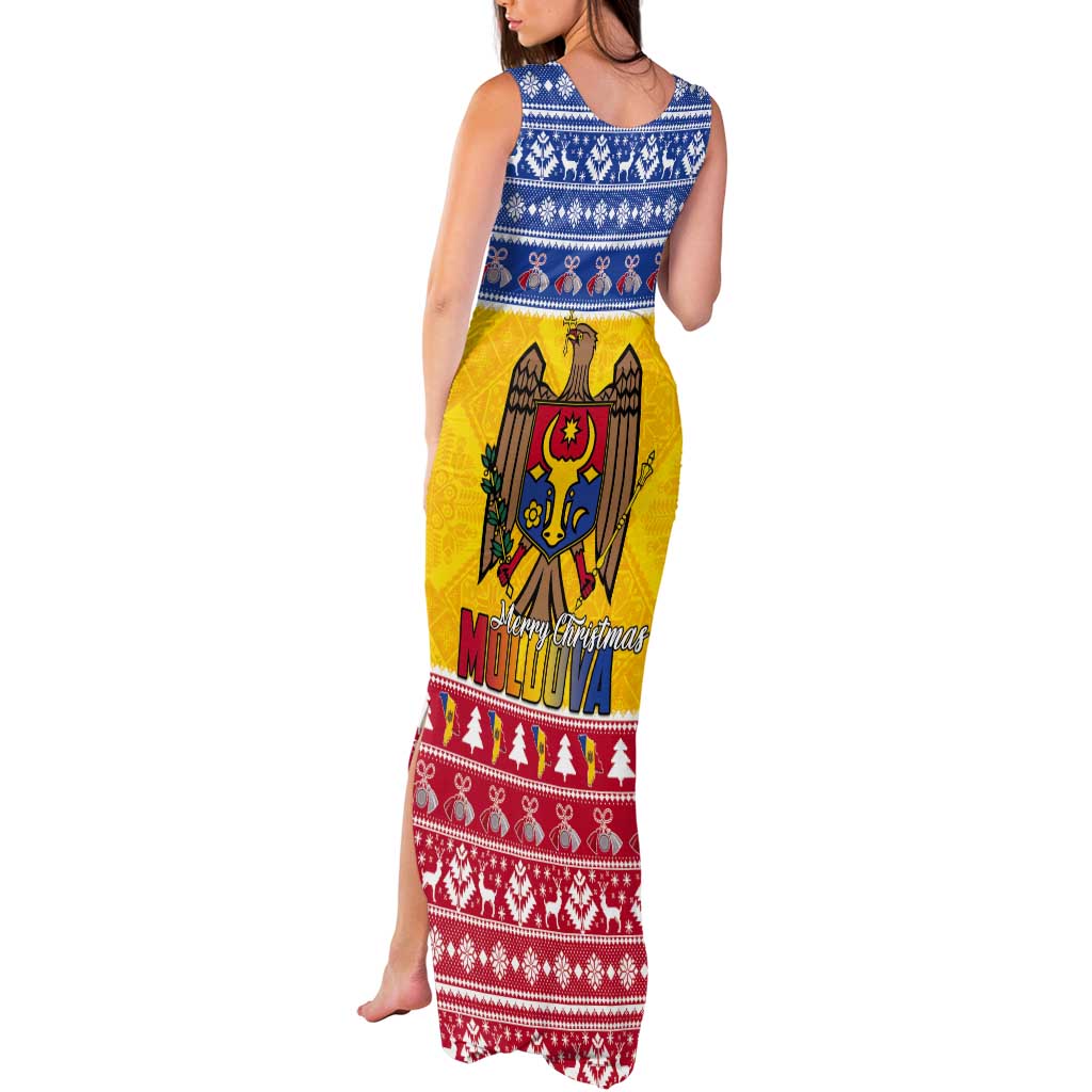 Moldova Christmas Tank Maxi Dress Coat Of Arms Craciun fericit - Wonder Print Shop