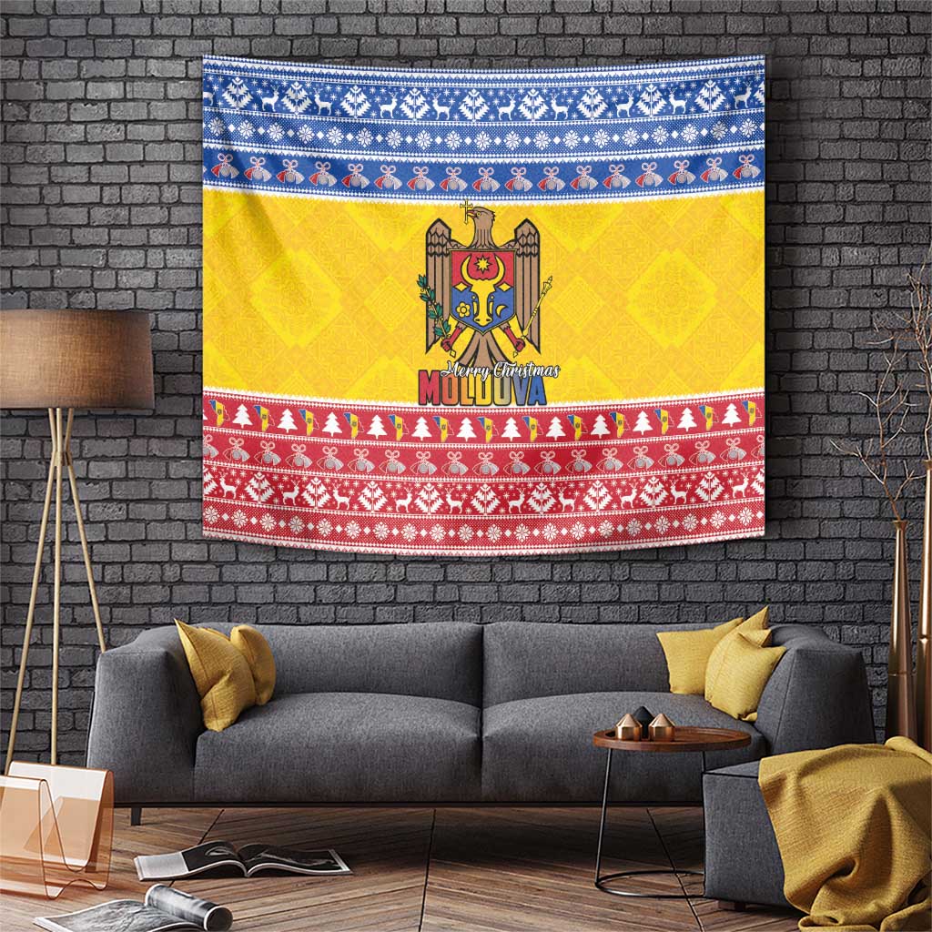 Moldova Christmas Tapestry Coat Of Arms Craciun fericit - Wonder Print Shop