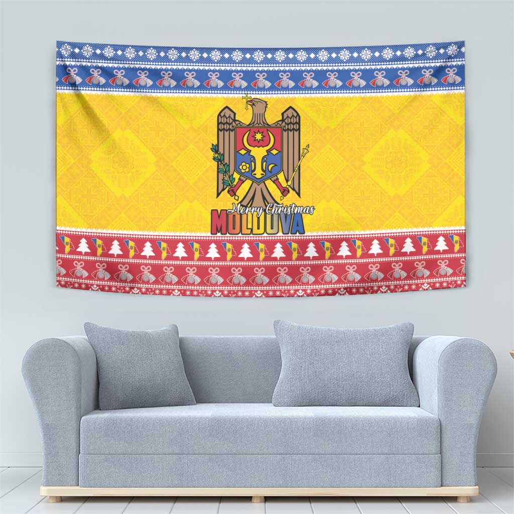 Moldova Christmas Tapestry Coat Of Arms Craciun fericit - Wonder Print Shop