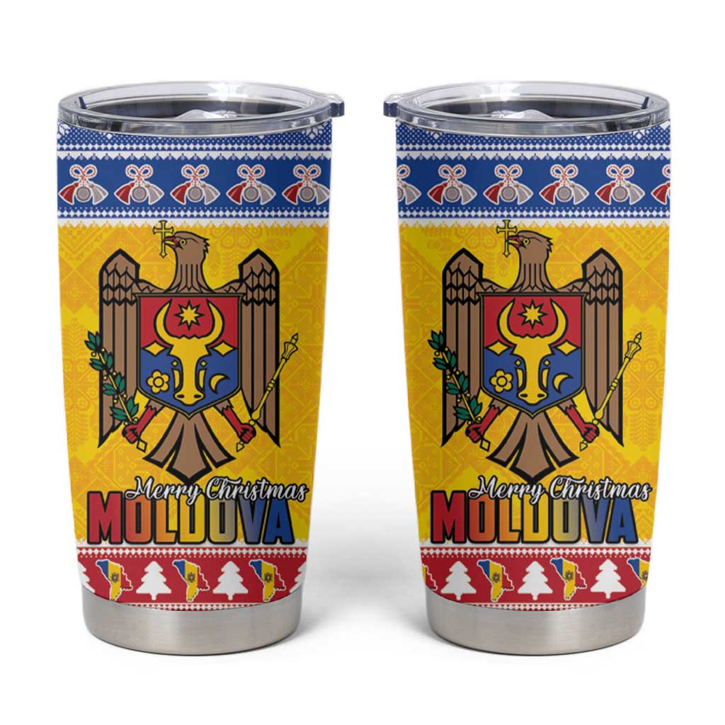 Moldova Christmas Tumbler Cup Coat Of Arms Craciun fericit - Wonder Print Shop