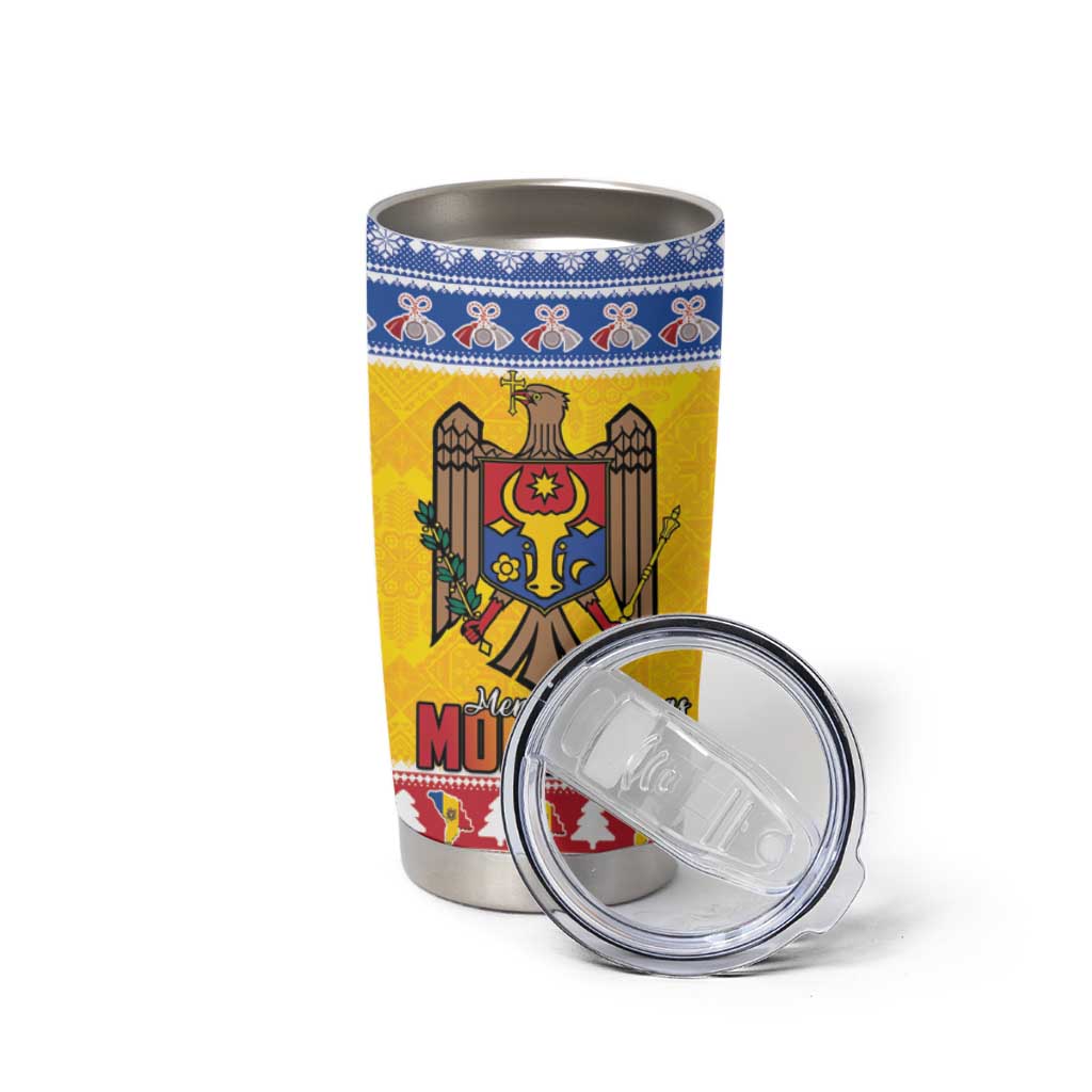 Moldova Christmas Tumbler Cup Coat Of Arms Craciun fericit - Wonder Print Shop