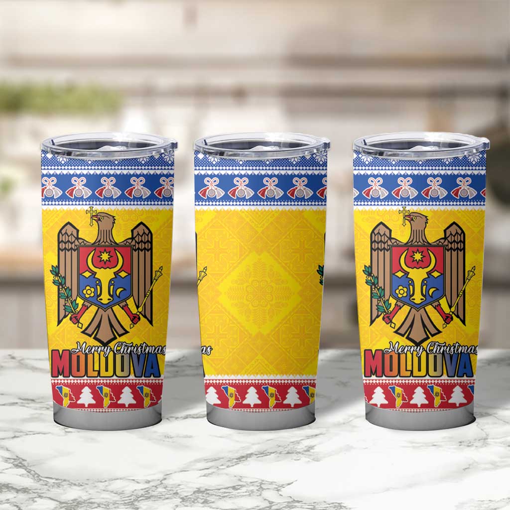 Moldova Christmas Tumbler Cup Coat Of Arms Craciun fericit - Wonder Print Shop