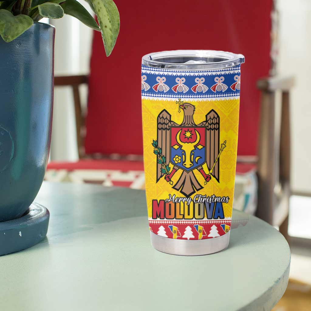 Moldova Christmas Tumbler Cup Coat Of Arms Craciun fericit - Wonder Print Shop