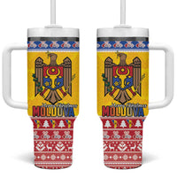 Moldova Christmas Tumbler With Handle Coat Of Arms Craciun fericit - Wonder Print Shop
