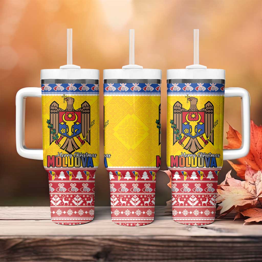 Moldova Christmas Tumbler With Handle Coat Of Arms Craciun fericit - Wonder Print Shop