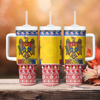Moldova Christmas Tumbler With Handle Coat Of Arms Craciun fericit - Wonder Print Shop