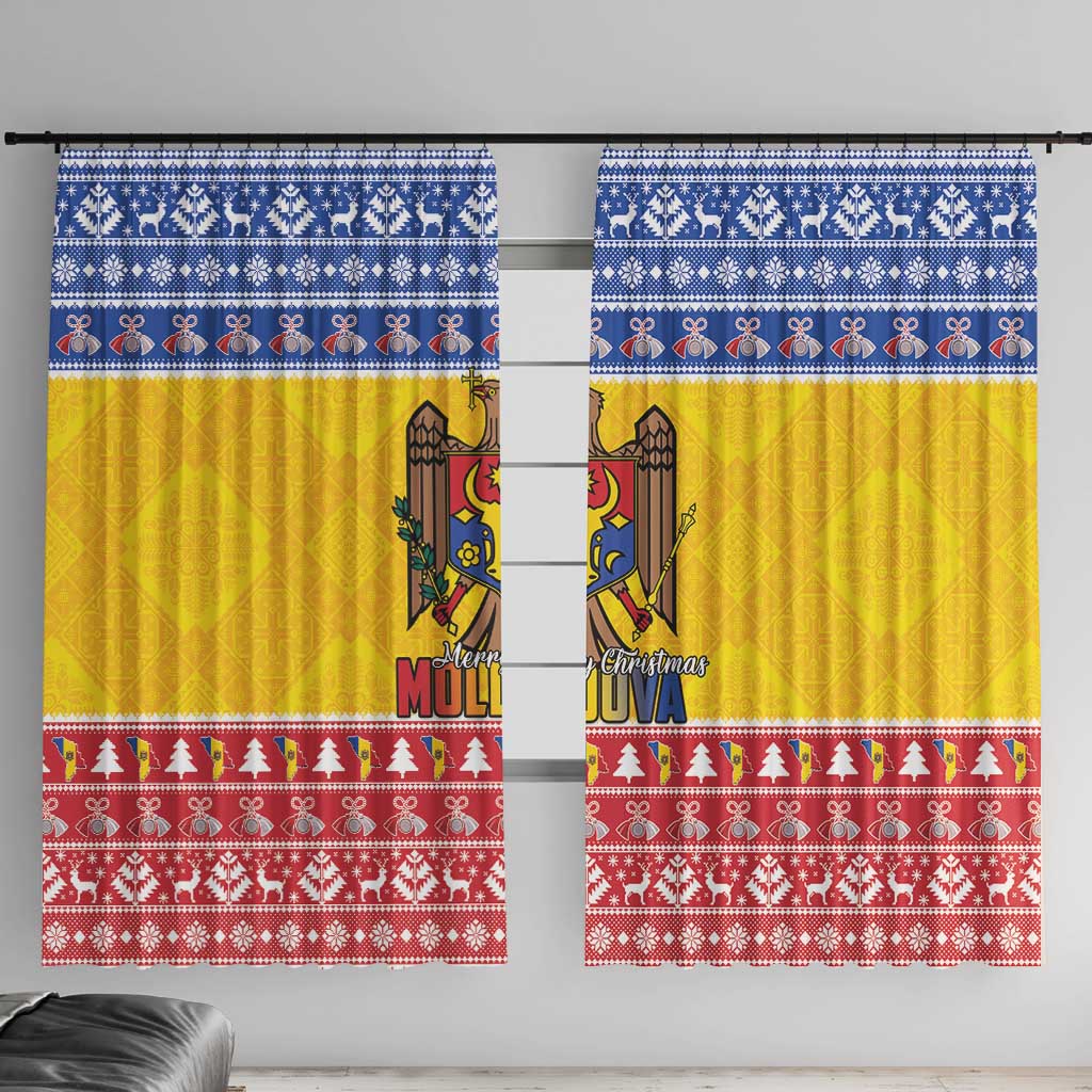 Moldova Christmas Window Curtain Coat Of Arms Craciun fericit - Wonder Print Shop