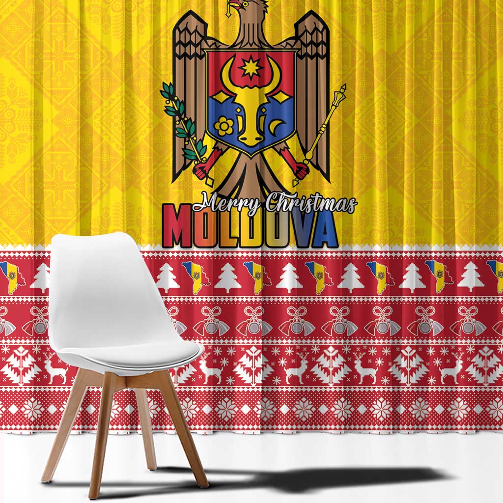 Moldova Christmas Window Curtain Coat Of Arms Craciun fericit - Wonder Print Shop