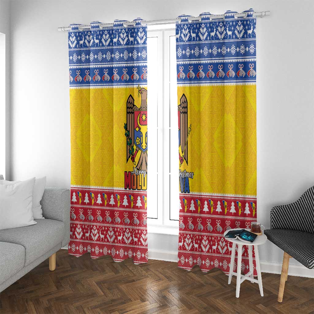 Moldova Christmas Window Curtain Coat Of Arms Craciun fericit - Wonder Print Shop