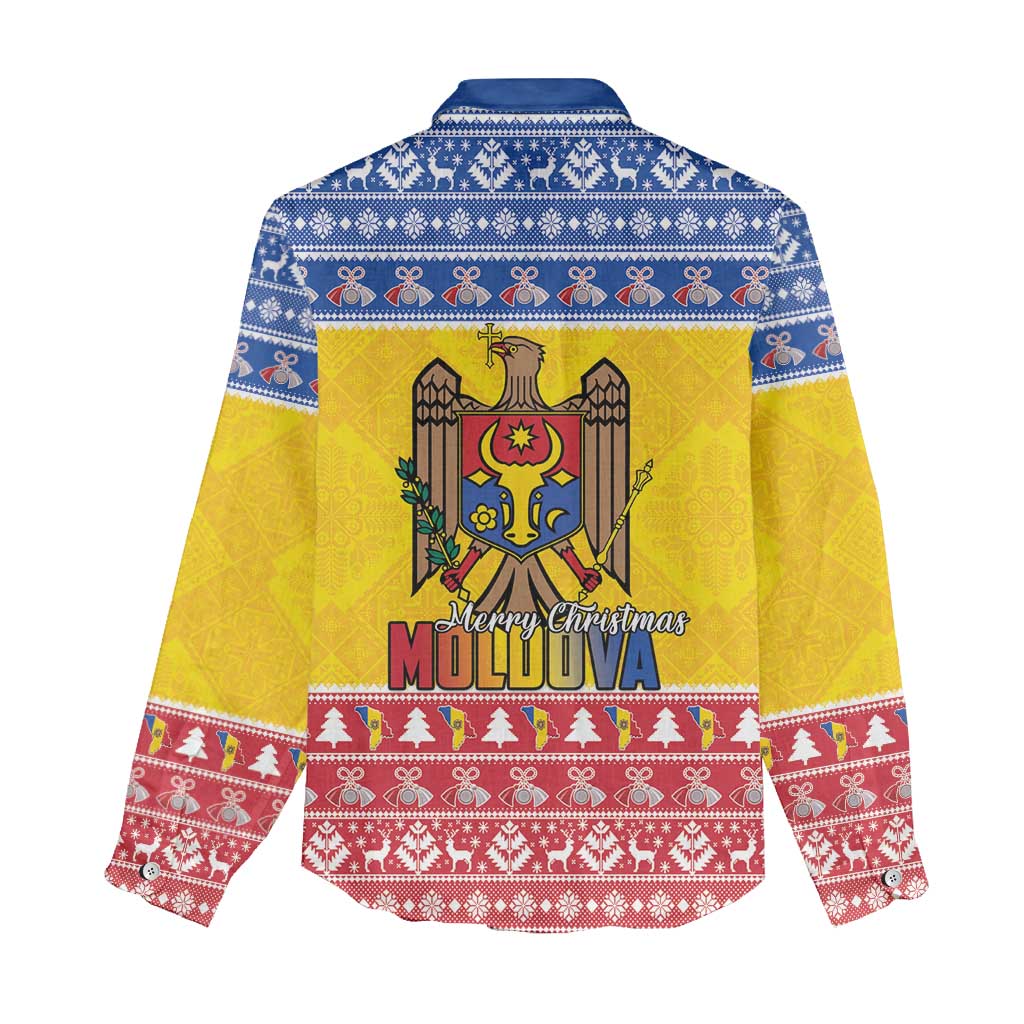 Moldova Christmas Women Casual Shirt Coat Of Arms Craciun fericit - Wonder Print Shop