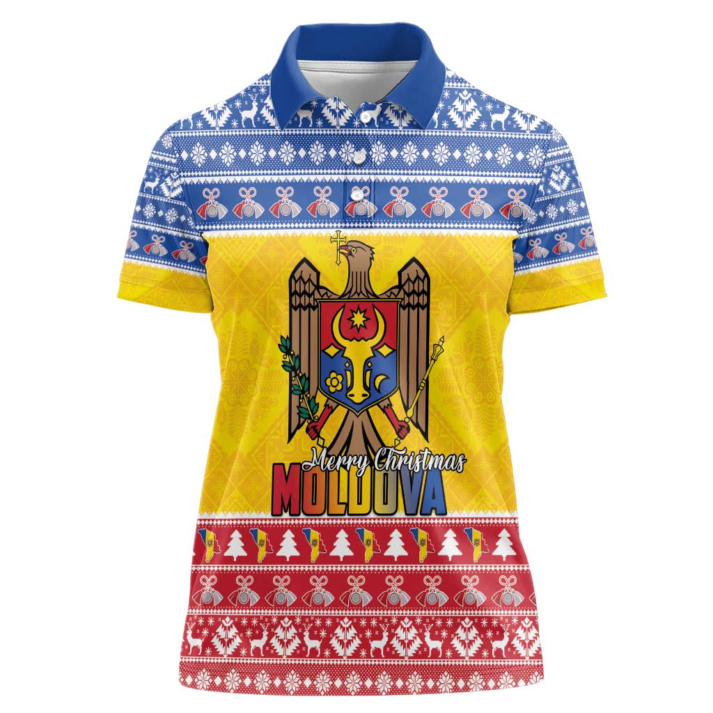 Moldova Christmas Women Polo Shirt Coat Of Arms Craciun fericit - Wonder Print Shop