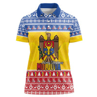Moldova Christmas Women Polo Shirt Coat Of Arms Craciun fericit - Wonder Print Shop