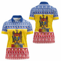 Moldova Christmas Women Polo Shirt Coat Of Arms Craciun fericit - Wonder Print Shop