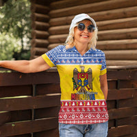 Moldova Christmas Women Polo Shirt Coat Of Arms Craciun fericit - Wonder Print Shop