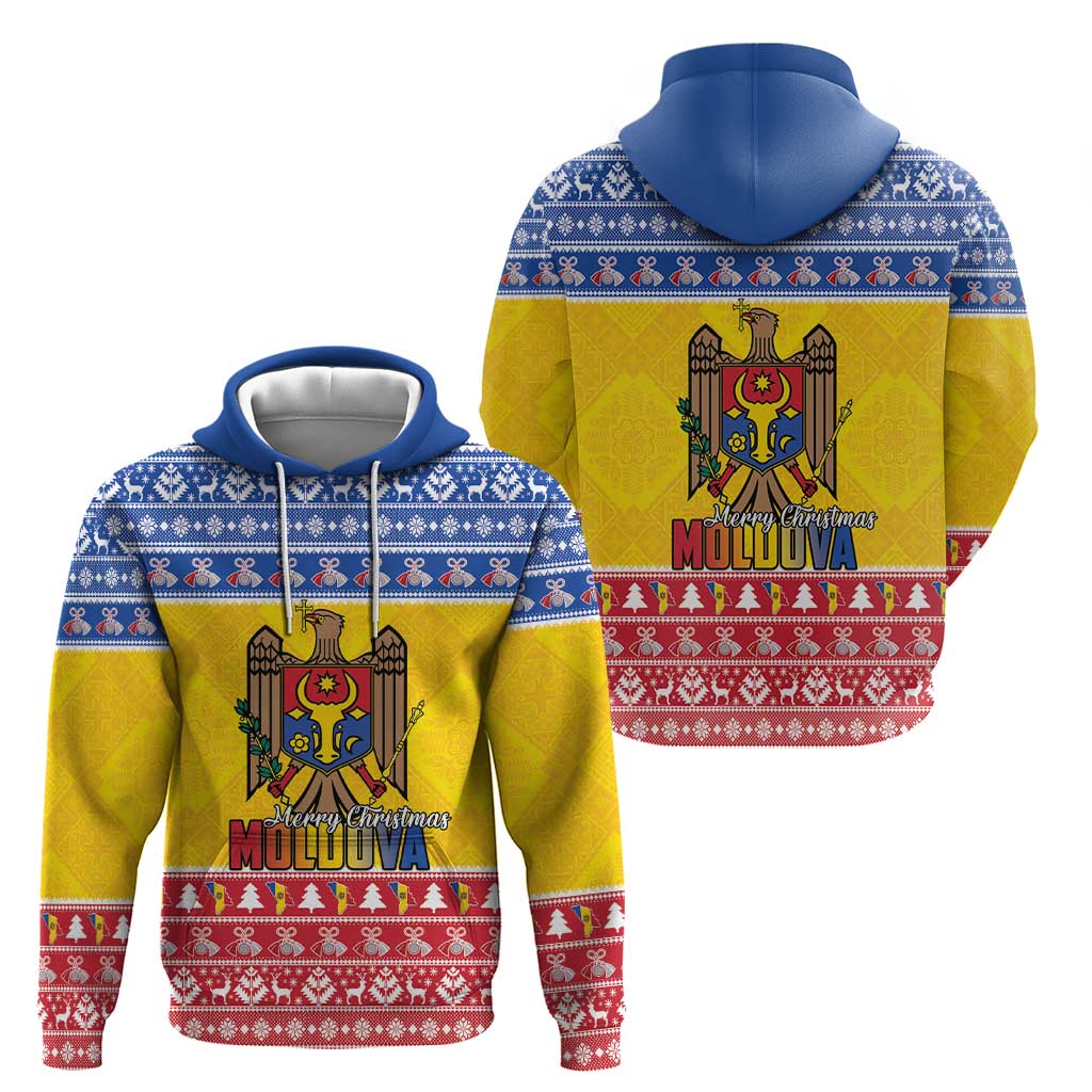 Moldova Christmas Zip Hoodie Coat Of Arms Craciun fericit - Wonder Print Shop